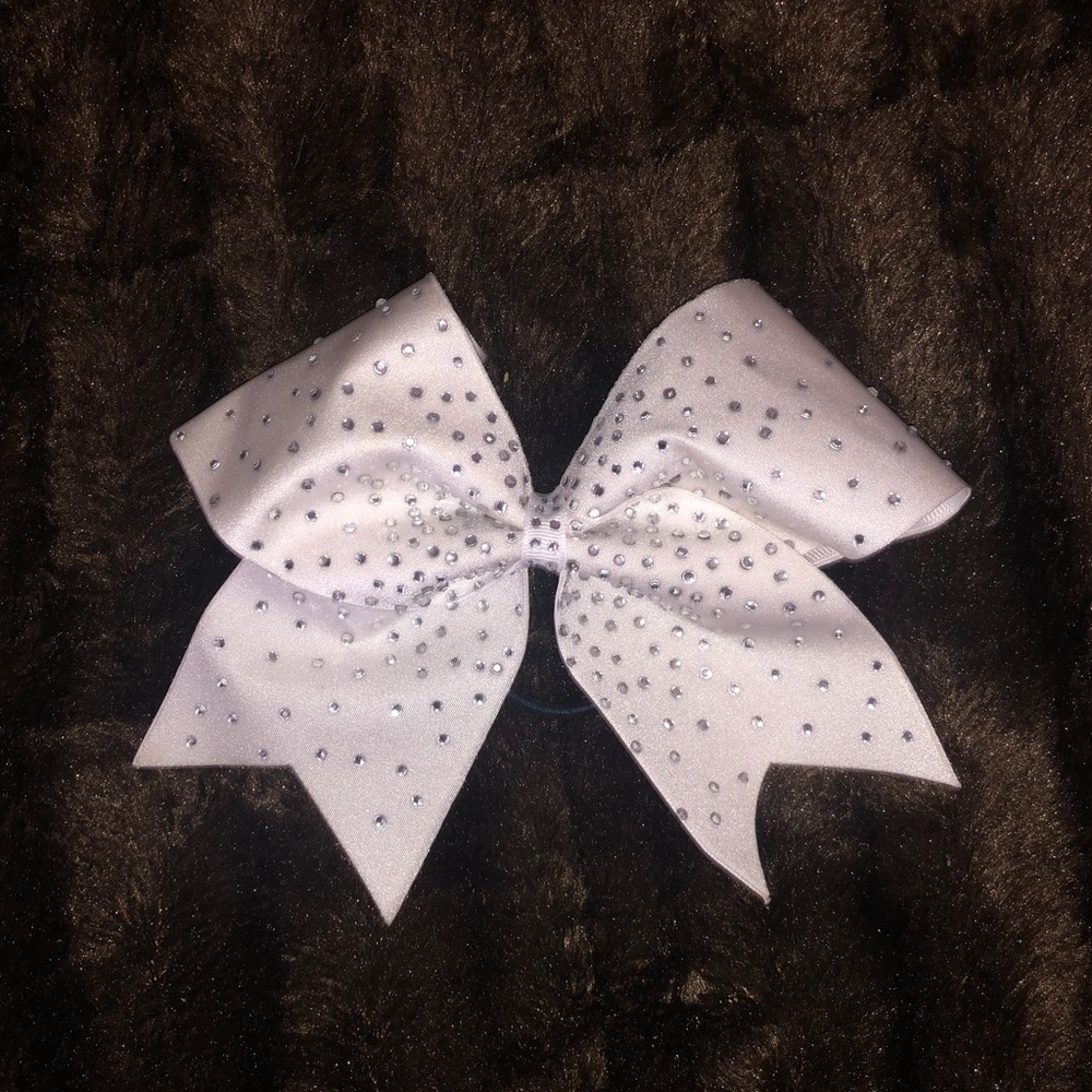 white rhinestone cheerleading bow